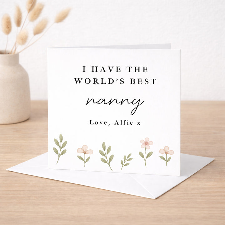 Personalised Floral World's Best Nanny Card