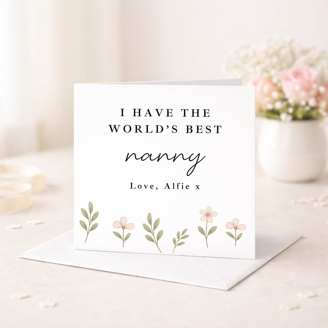 Personalised Floral World's Best Nanny Card