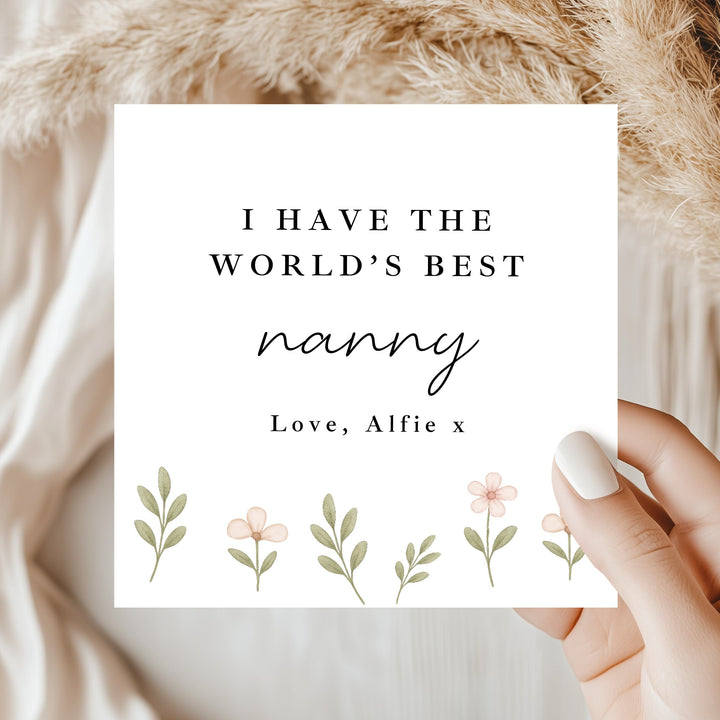 Personalised Floral World's Best Nanny Card