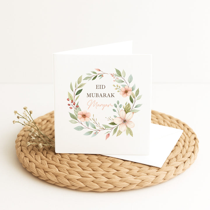 Personalised Floral Wreath Eid Mubarak Card