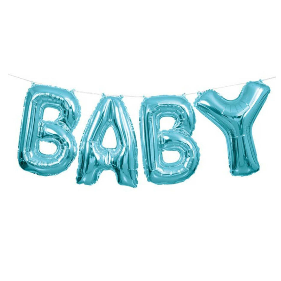 Baby Blue Foil Balloon Bunting