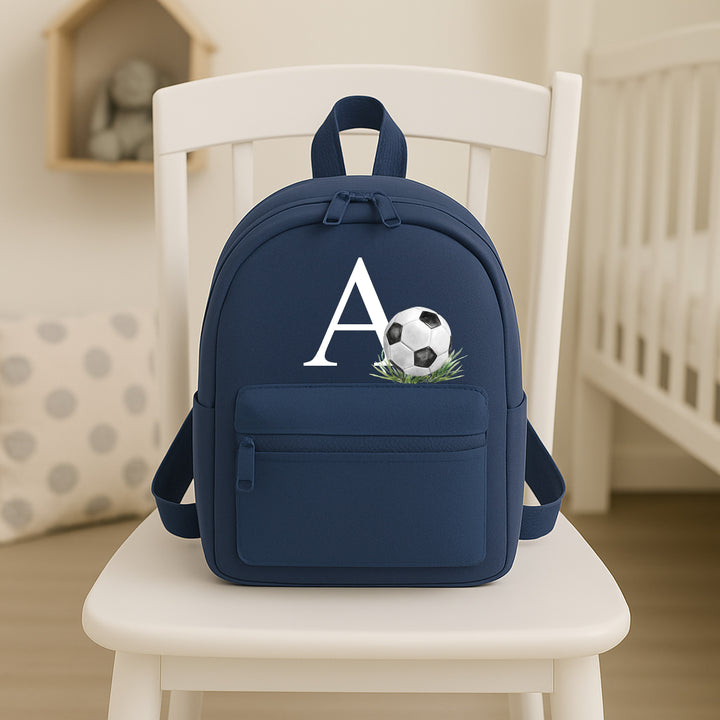 Personalised Navy Football Initial Backpack