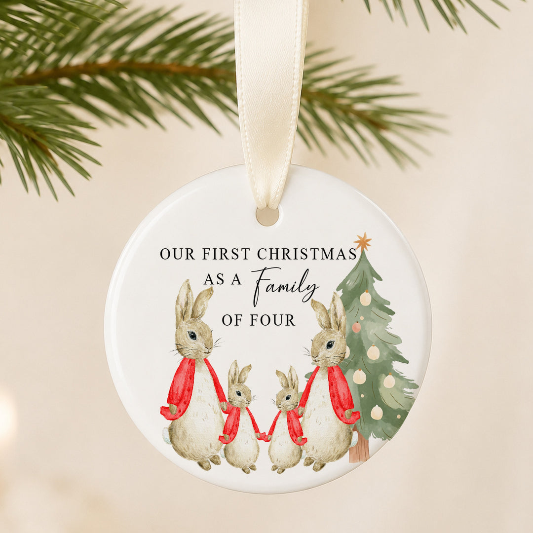 Red Rabbit Our First Christmas As a Family Of Four Bauble