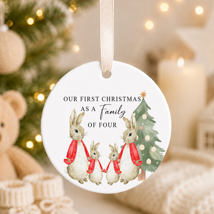 Red Rabbit Our First Christmas As a Family Of Four Bauble