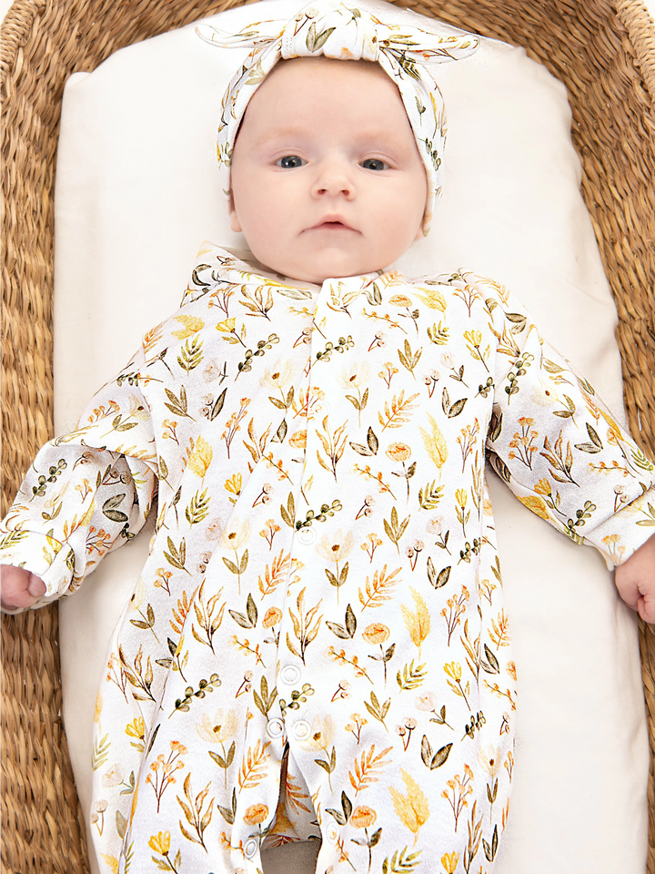 Personalised Spring Floral Babygrow with optional Hat, Headband & Bib