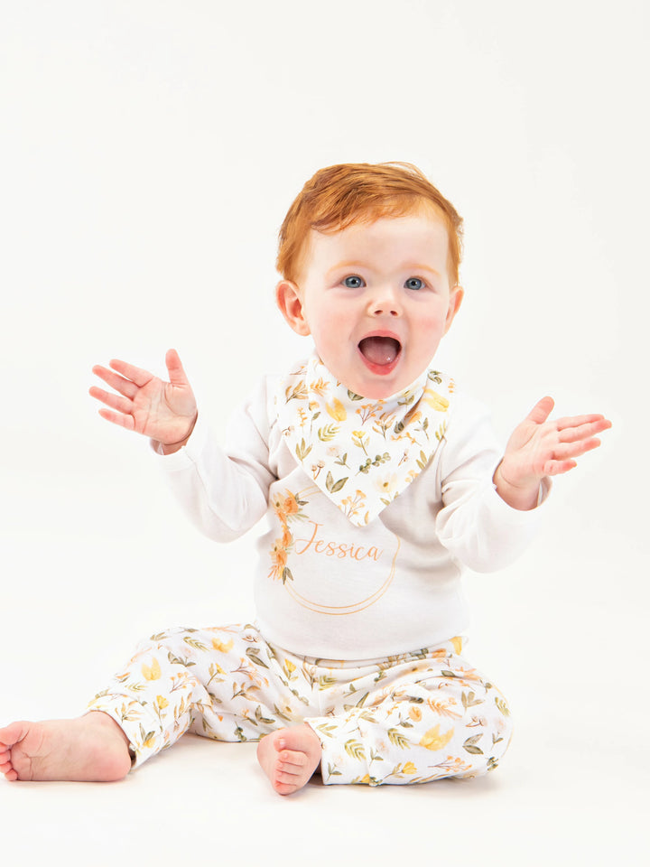 Personalised Peach Gold Ring Baby Vest