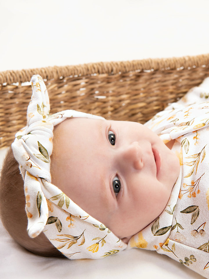 Personalised Spring Floral Babygrow with optional Hat, Headband & Bib