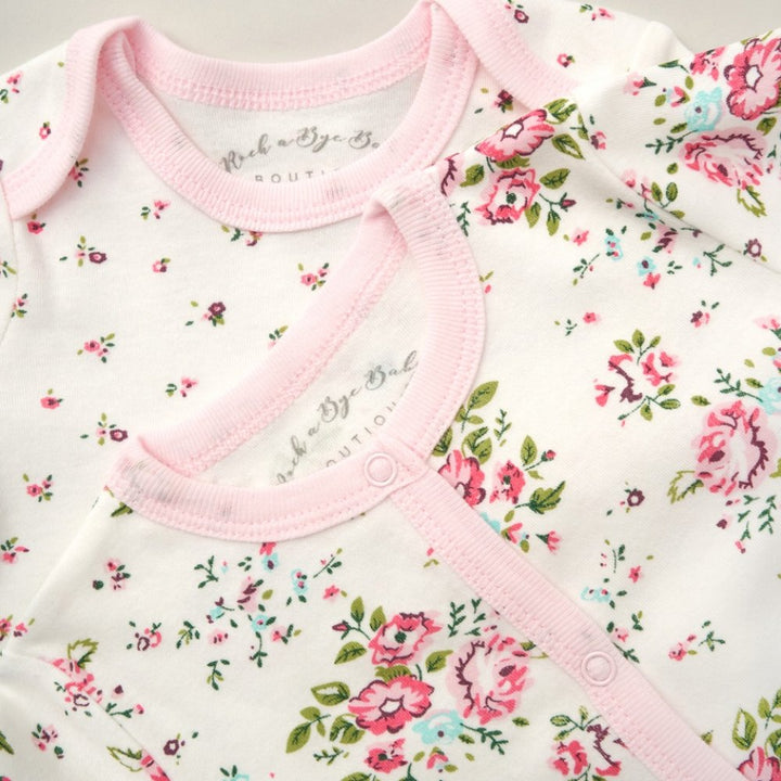 Girls Pink Floral Cream and Light Pink Comforter Hamper Set
