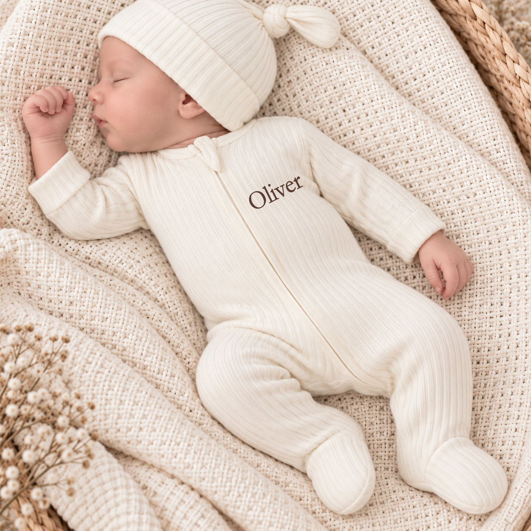 Personalised Simple Name Ribbed Coming Home Outfits