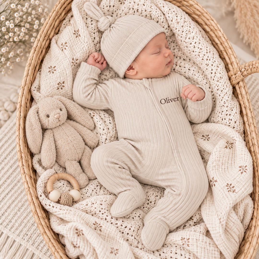 Personalised Simple Name Ribbed Coming Home Outfits