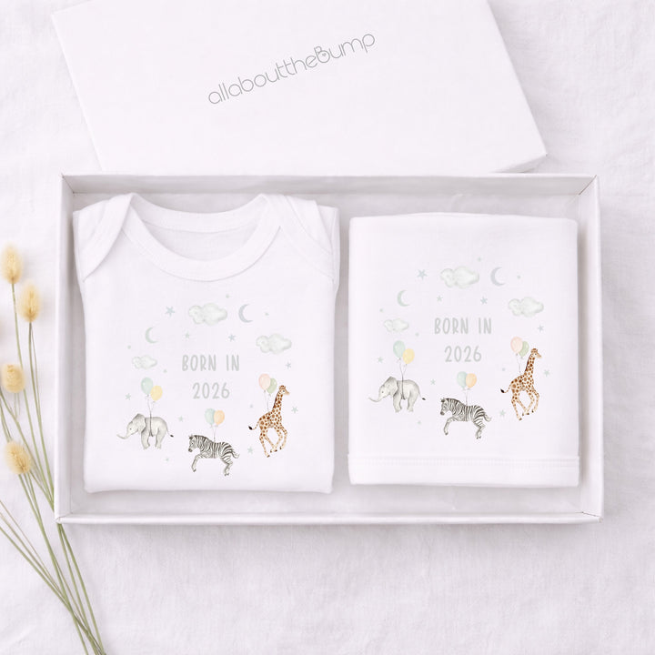 Beige Animal Wreath Born in 2026 Hamper Gift Set