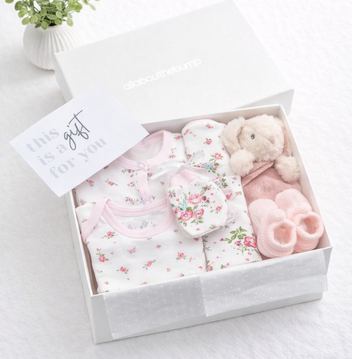 Girls Pink Floral Cream and Dusky Pink Comforter Hamper Set