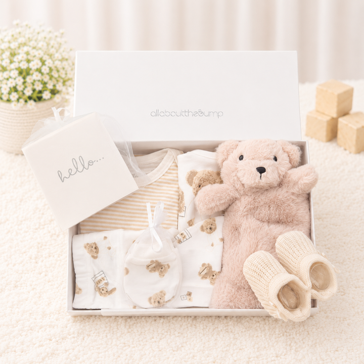 Unisex Beige Teddy Bear & Comforter Gift Hamper