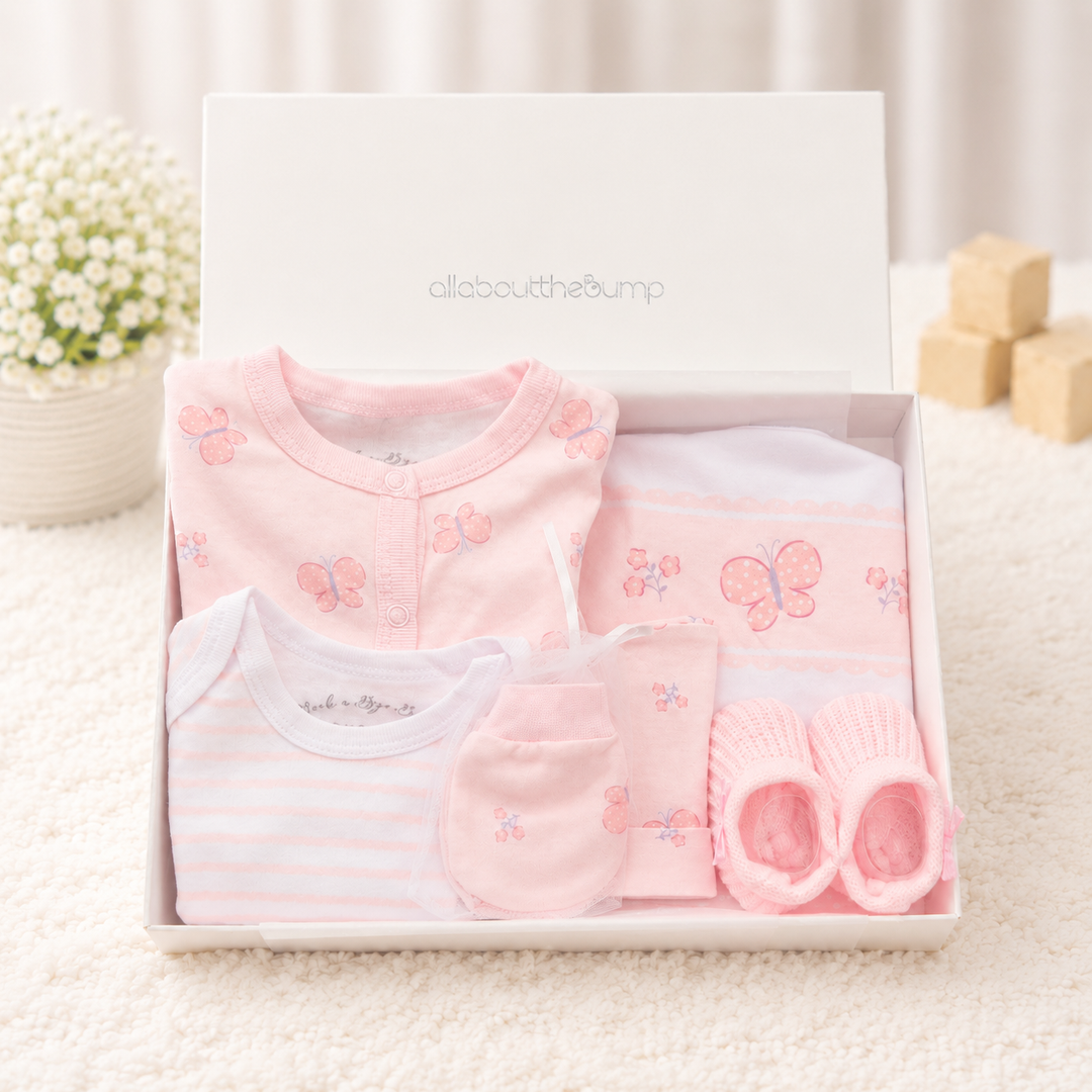 Girls Pink Butterfly Hamper Set