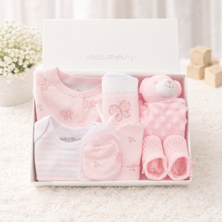 Girls Pink Butterfly & Comforter Hamper Set
