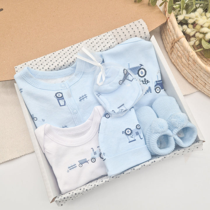 Blue Tractor Baby Boy Gift Hamper