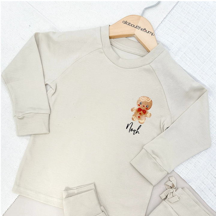 Personalised Gingerbread Lightweight Cotton Tracksuit | Peach Blue Brown Sand