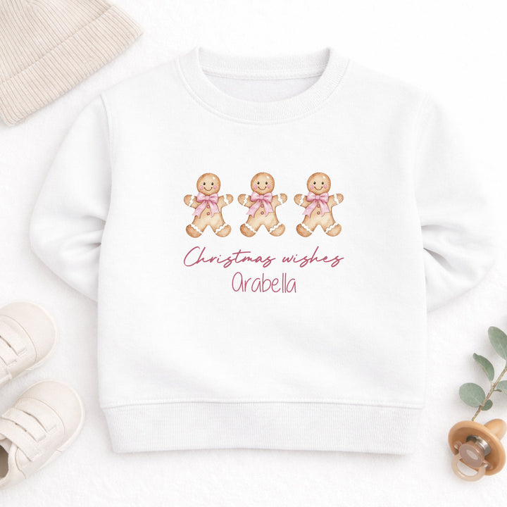 Personalised Kids Gingerbread Wishes Christmas Jumper