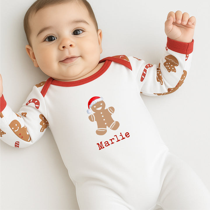 Personalised Gingerbread Name Sibling Matching Gingerbread Pyjamas/Babygrow