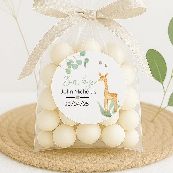 Personalised Giraffe Baby Shower Stickers