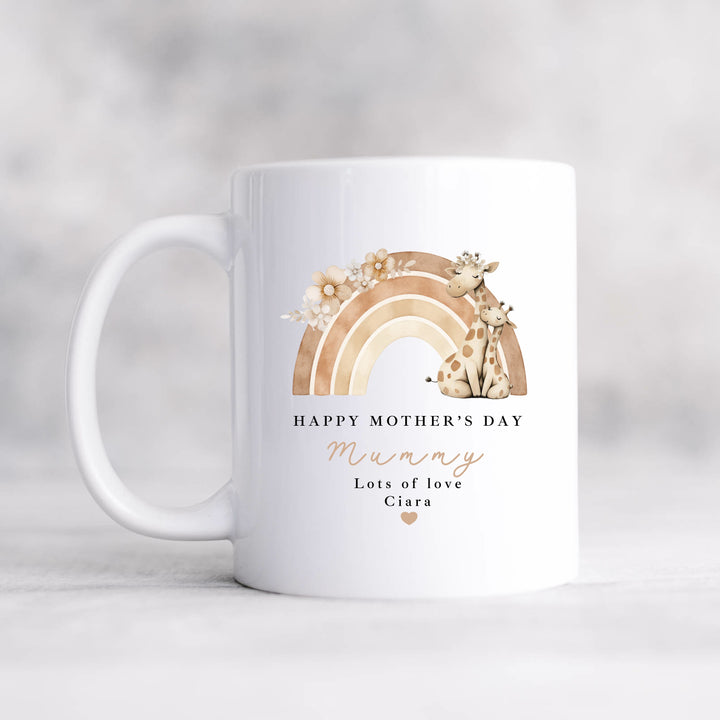 Personalised Giraffe Rainbow Happy Mother's Day Mug