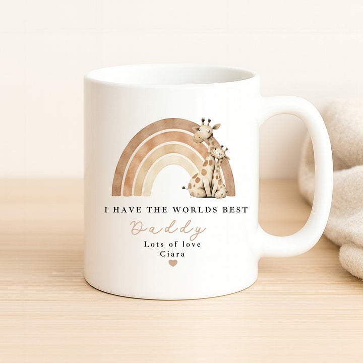 Personalised Giraffe Rainbow World's Best Daddy Mug