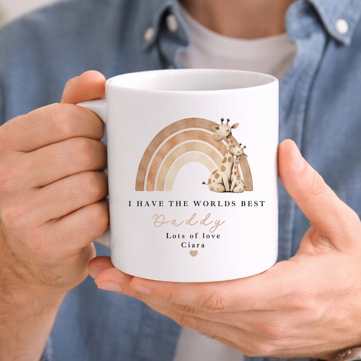 Personalised Giraffe Rainbow World's Best Daddy Mug