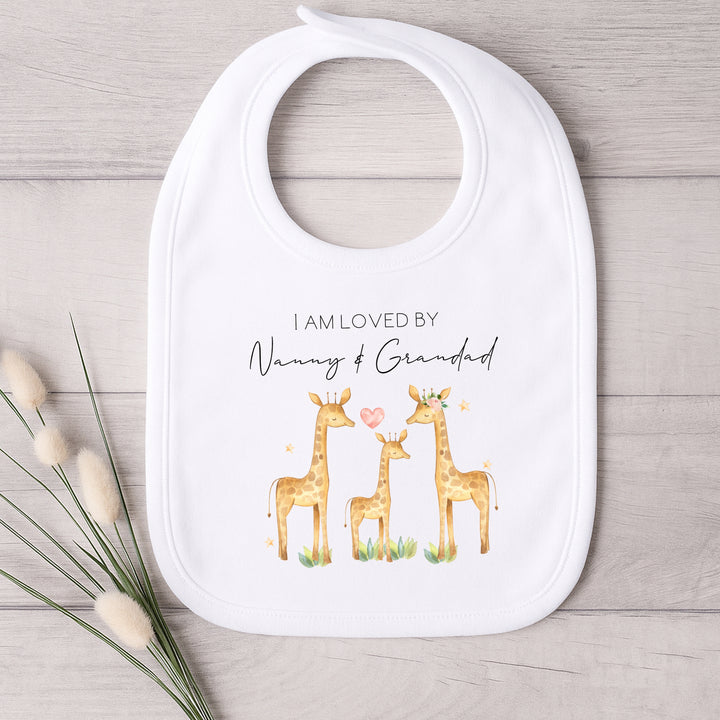 Personalised Giraffes Loved By Nanny Baby Grow or Vest