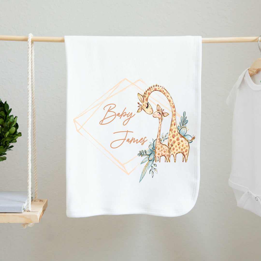Personalied Giraffe Wreath Baby Vest &amp; Blanket Gift Set