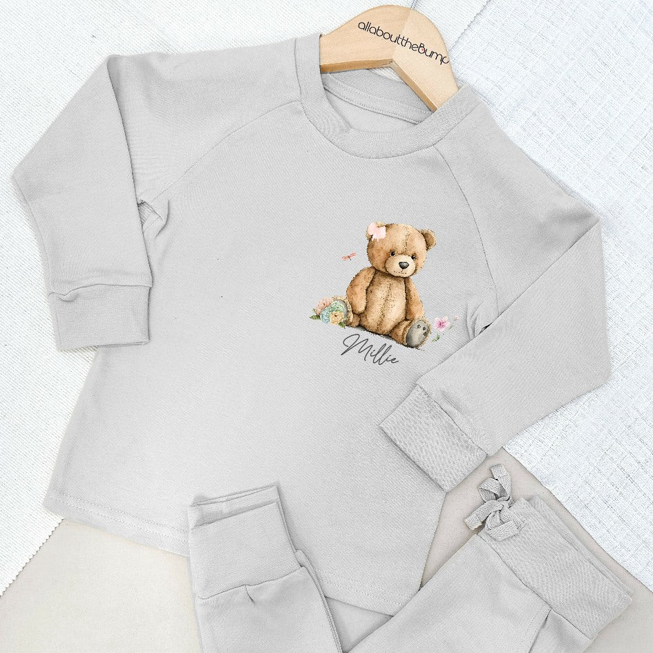 Personalised Teddy Bear Lightweight Cotton Tracksuit
