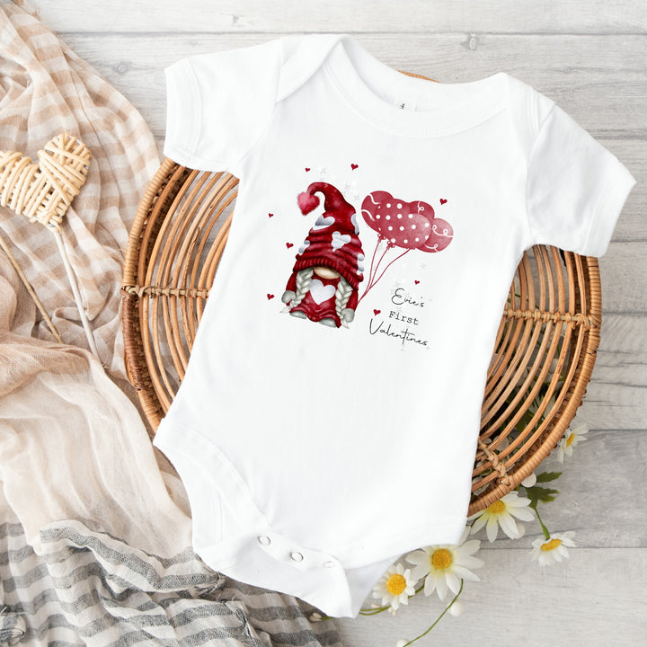 Personalised Girl Gonk First Valentines Babygrow/Vest