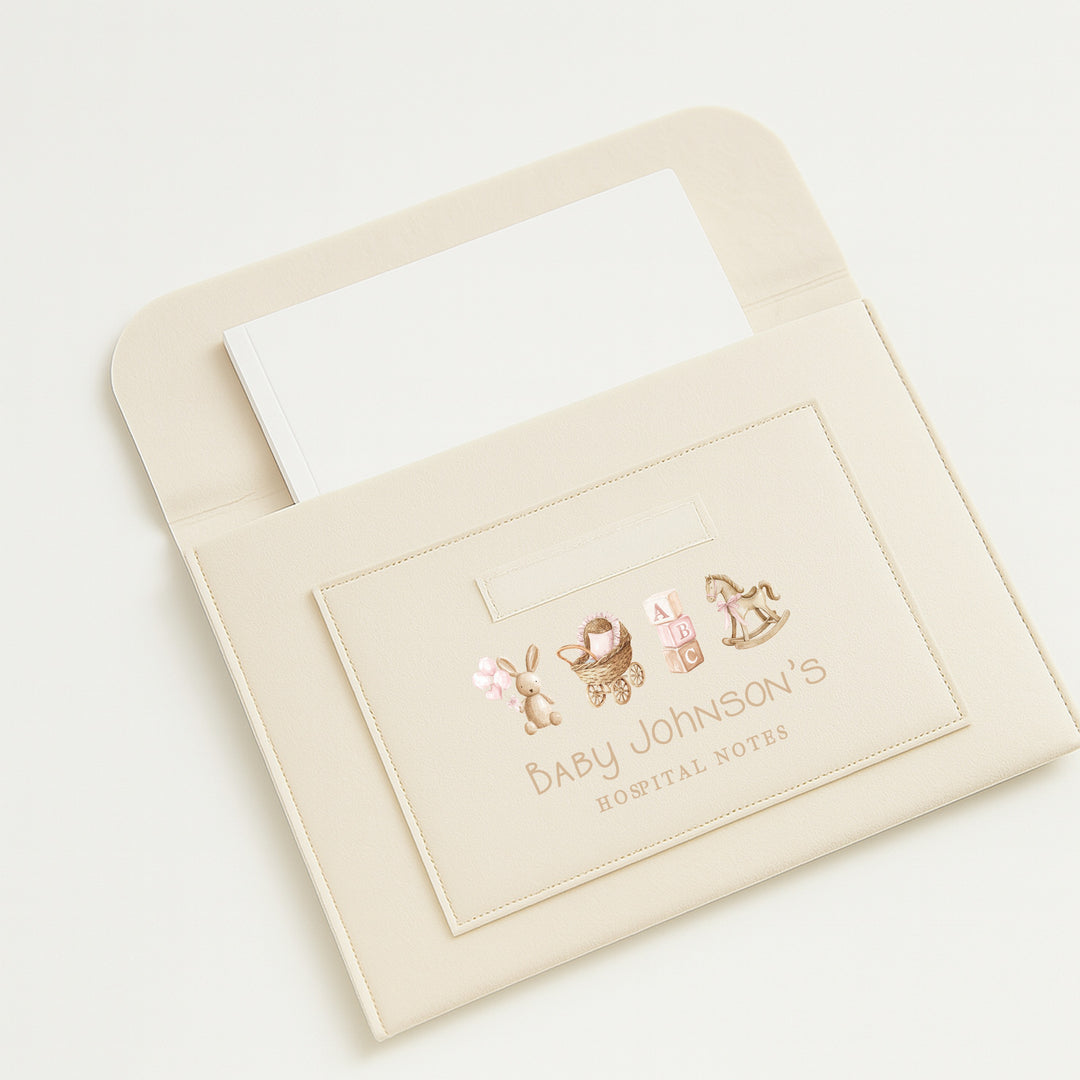 Personalised Pink Baby Maternity/Pregnancy Notes Folder