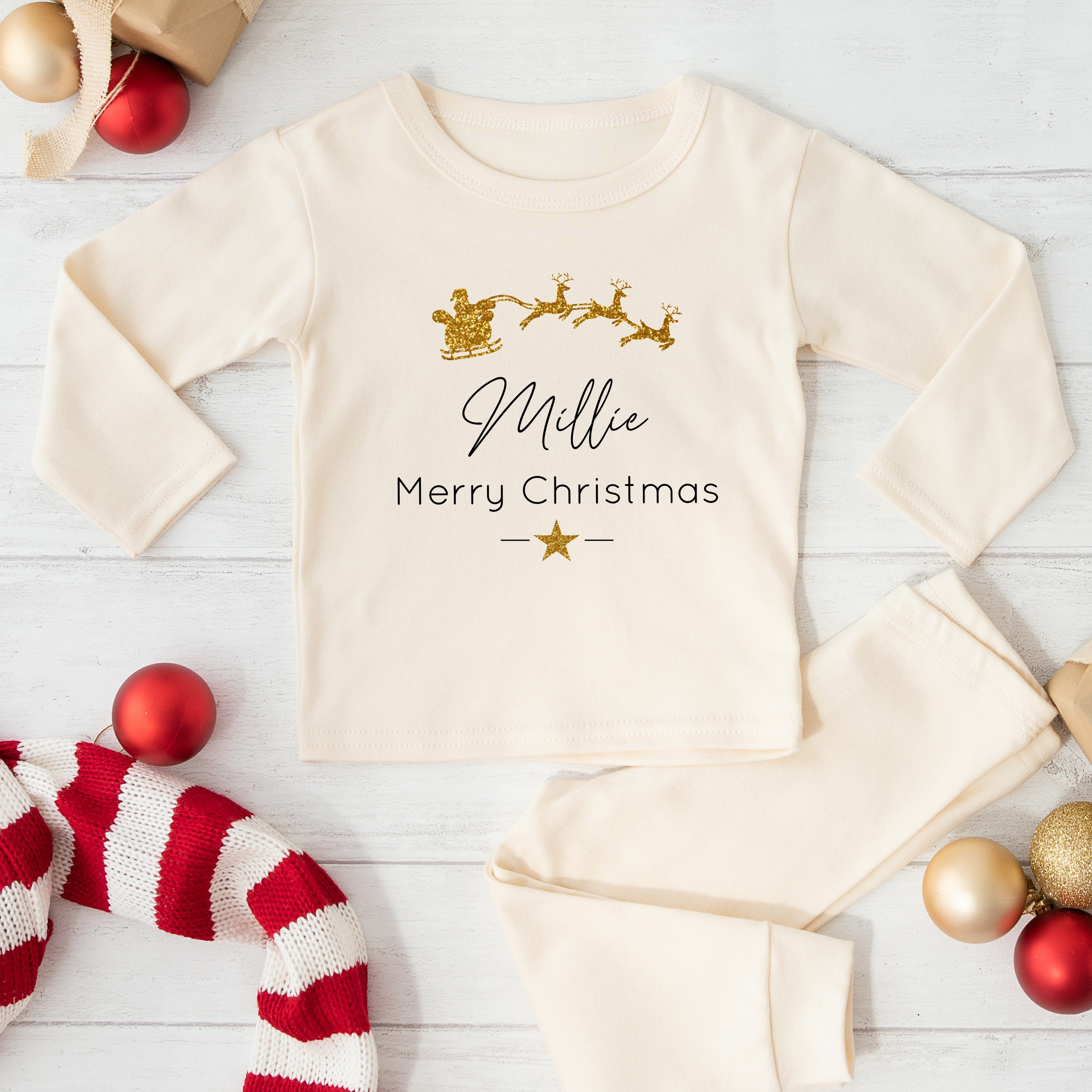 Gold christmas pajamas sale