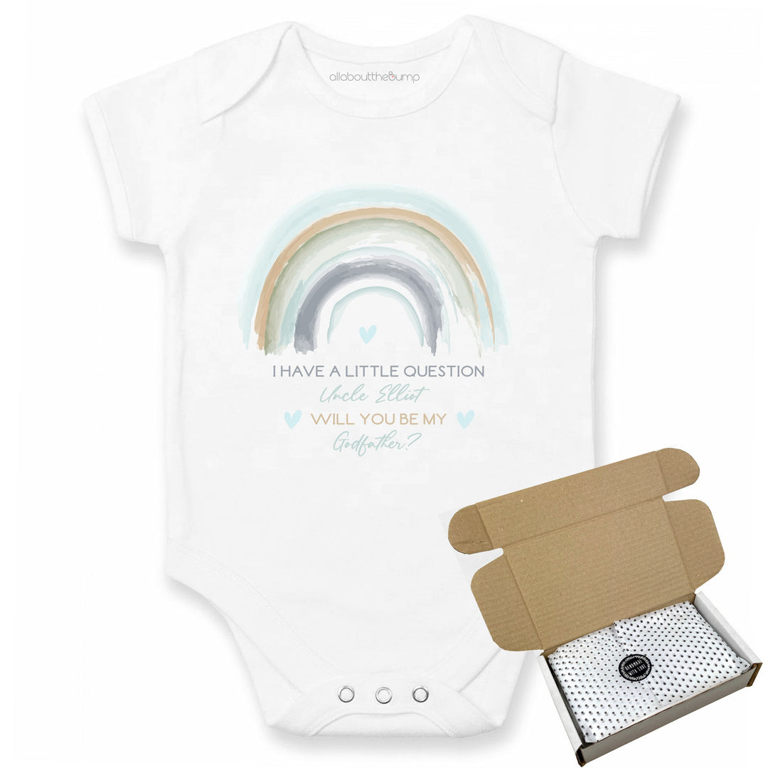 This baby announcement vest can be brought in a box lined with tissue paper