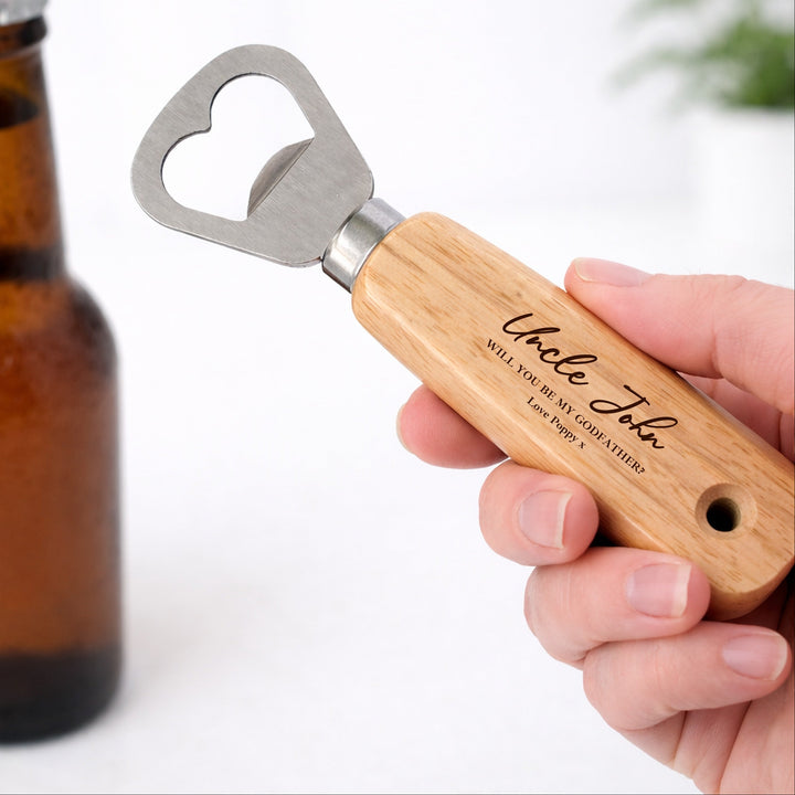 Personalised Script Will You Be My Godfather Engraved Bottle Opener