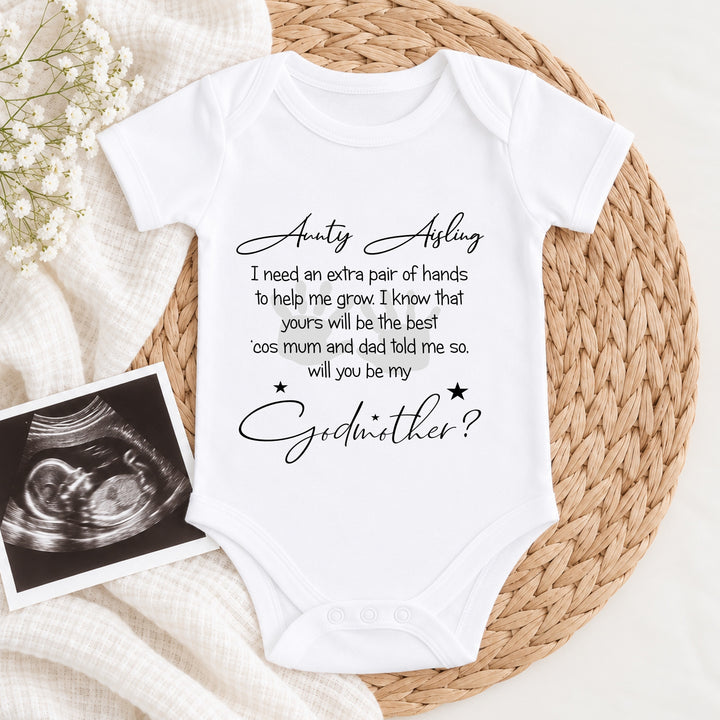 Personalised Will you be my Godparent? Baby Annoucnement Vest