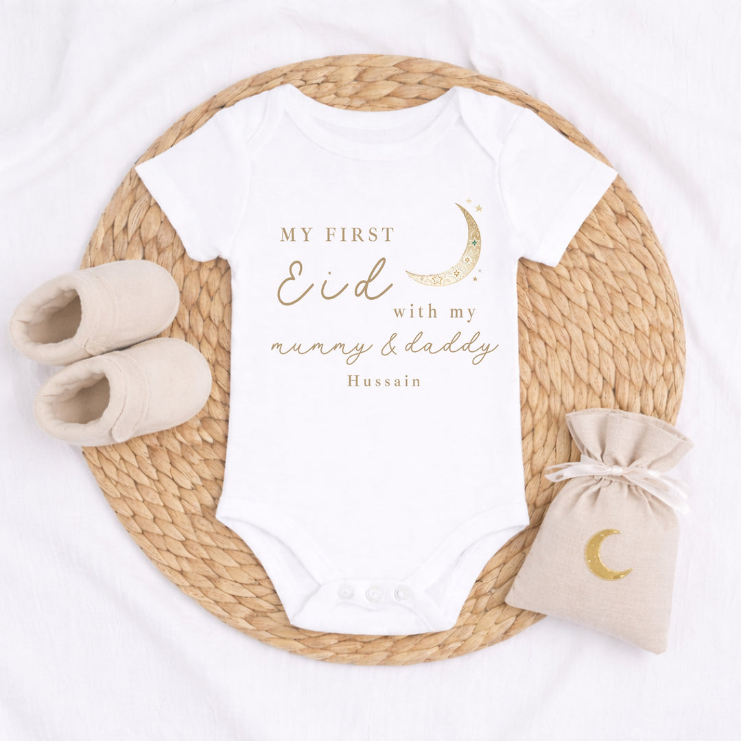 Personalised Our First Eid Baby Grow, Vest or Bib