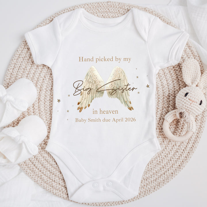 Personalised Picked From Heaven Angle Wings Announcement Vest