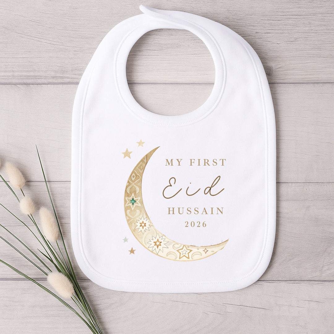 Personalised Gold Moon My First Eid Baby Grow, Vest or Bib