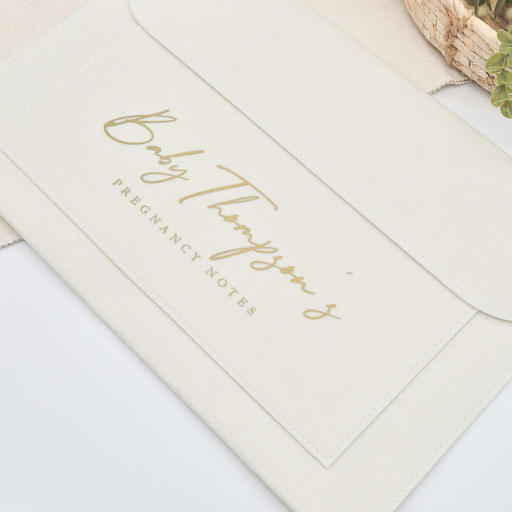 Personalised Gold Name Pregnancy/Maternity Notes Baby Folder