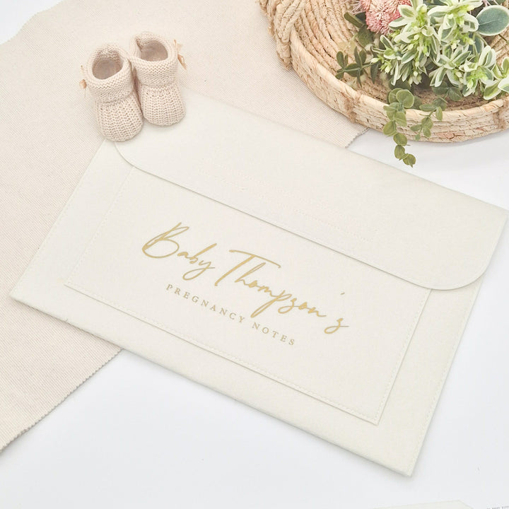 Personalised Gold Name Pregnancy/Maternity Notes Baby Folder