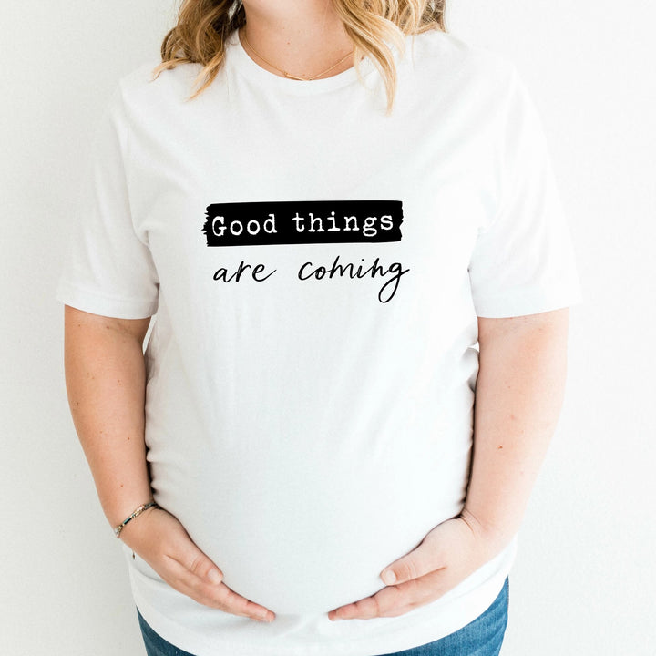 Good Things Are Coming Maternity T-shirt | Black & White