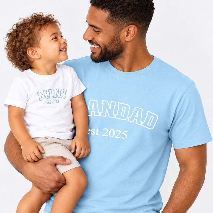Personalised Blue Est Grandad and Mini Matching Outfits