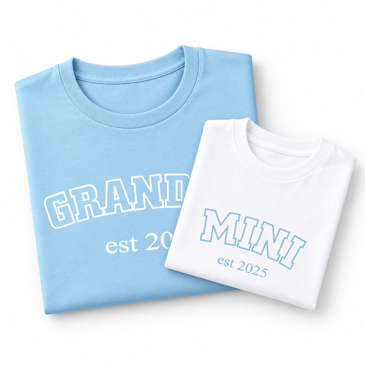 Personalised Blue Est Grandad and Mini Matching Outfits