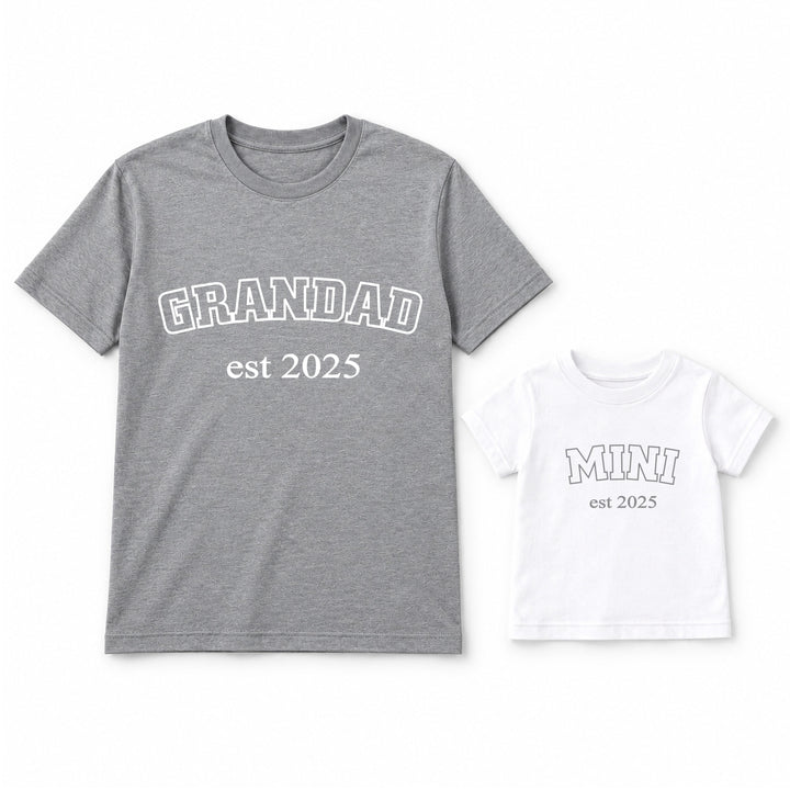 Personalised Grey Est Grandad &amp; Mini Matching Outfits