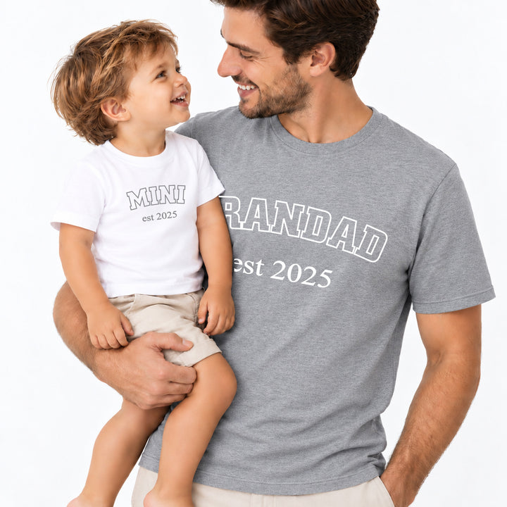 Personalised Grey Est Grandad &amp; Mini Matching Outfits