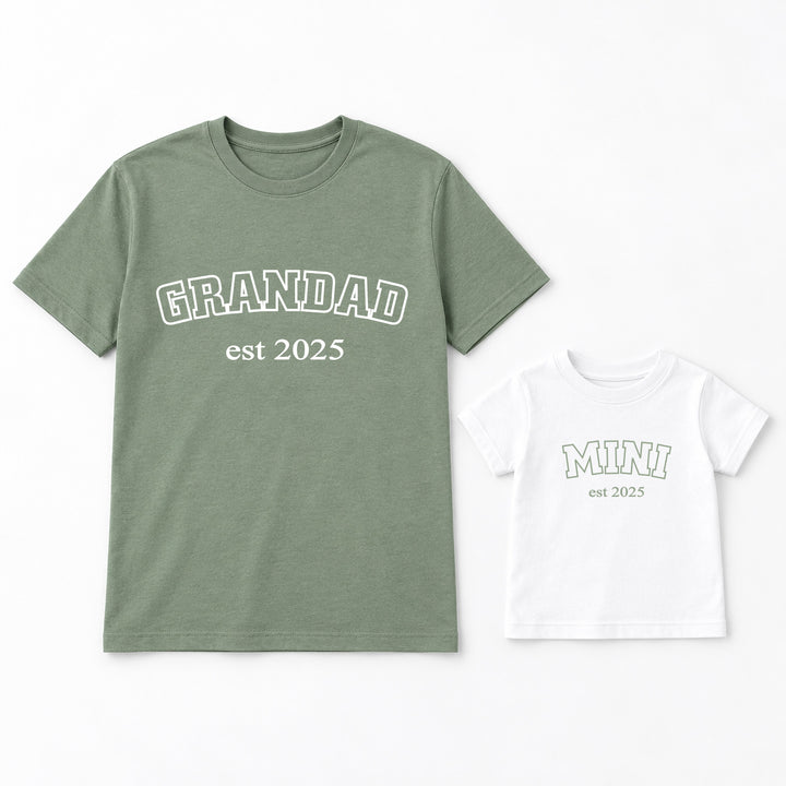 Personalised Green Est Grandad &amp; Mini Matching Outfits