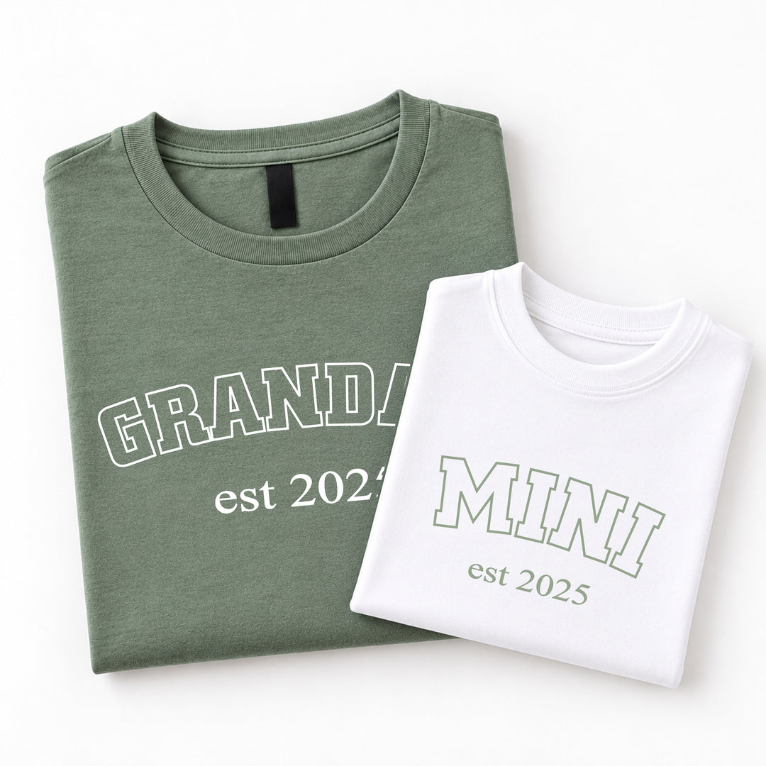 Personalised Green Est Grandad &amp; Mini Matching Outfits
