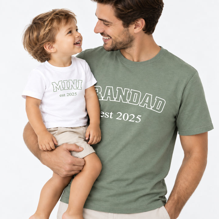 Personalised Green Est Grandad &amp; Mini Matching Outfits
