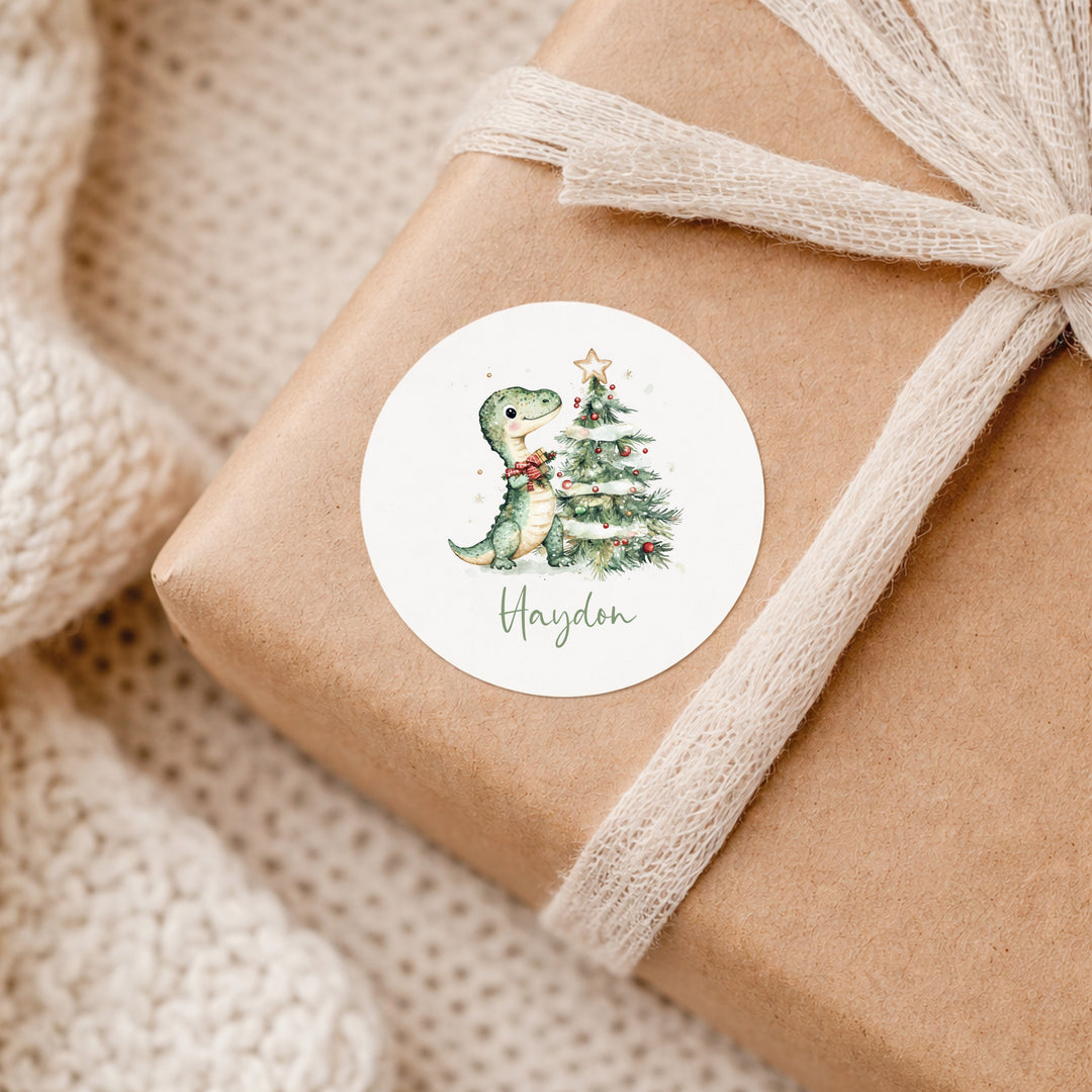 Personalised Dinosaur Christmas Stickers